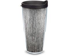 Tervis 1335028 Isolierbecher aus grauem Holzmaserung, mit Wickel und schwarzem Deckel, 680 ml, transparent