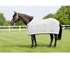 United Sportproducts Germany USG 15300001-328-125 Fleecedecke, 125 cm, grau/ creme/ rosa, abnehmbare Schweifschnur, Brustverschluss, Zierkordel