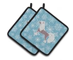Caroline s Treasures Winter Schneeflocke Chinesischer Schopfhund Paar Topflappen bb3543pthd, 7.5hx7.5 W, multicolor