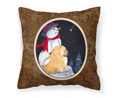Carolines Treasures SS8554PW1414 Dekokissen aus Segeltuch, Motiv Schneemann mit Chow, groß, Mehrfarbig