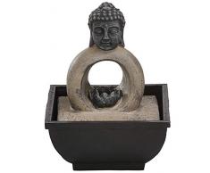 Dehner Zimmerbrunnen Buddha, ca. 18 x 13 x 13 cm, Polyresin, grau/schwarz