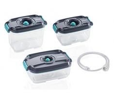 Leifheit 3er Set Vakuum-Frischhaltedosen, luft- und wasserdichte Vorratsdose, Dosen passend für Leifheit Vakuumiergeräte, BPA-frei & spülmaschienengeeignet, zum Einfrieren und die Mikrowelle geeignet