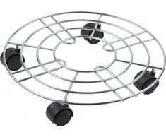 Metafranc Pflanzenroller Ø 350 mm - 30 kg Tragkraft - Stahldraht verchromt - Nylon-Räder / Möbelroller / Untersetzer mit Rollen / Transporthilfe für Pflanzen / 9974010