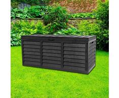 Gr8 Garden Kunststoff Schwarz Aufbewahrung Box Deckel Terrasse Schuppen Nutzen Kissen Brust Holz Zaun Panel Effekt Groß Truck Innen Außen Möbel