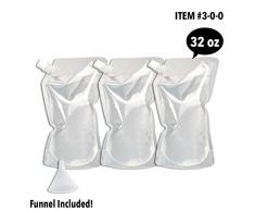 Cruise Flask® Verdeckbare und wiederverwendbare Kreuzfahrtflaschenset – Sneak Alkohol überall – 3 x 900 ml + 1 Trichter