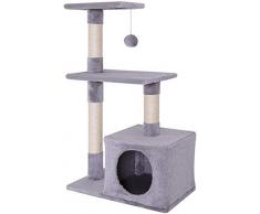 dibea KB00253 Kratzbaum, Kletterbaum für Katzen (Höhe 80 cm), hell-grau