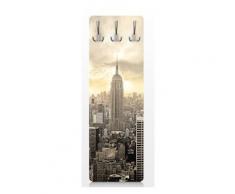 BIlderwelten 75139 Wandgarderobe Manhattan Dawn | Design Garderobe Garderobenpaneel Kleiderhaken Flurgarderobe Hakenleiste Holz Standgarderobe Hängegarderobe | 139x46cm