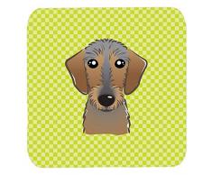 Caroline s Treasures bb1295fc Schachbrett Lime Grün drahthaariger Dackel Schaumstoff Untersetzer (Set von 4), 8,9 cm H x 8,9 cm W, multicolor