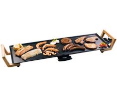 Bestron Teppanyaki Grillplatte XL im Asia Design, Mit Bambus-Griffen, Asia Lounge, 1.800 W, Schwarz