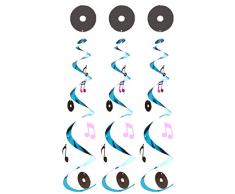 Beistle 57747 1er Pack glitzernde Rock and Roll Luftschlangen Partydeko Rock&Roll Whirls Multipack One Size Schwarz/Blau/Kirschrot