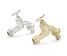 REHAU Garten, Wasserhahn mit Schraubverschluss 3/4 Zoll, Messing blank, 23.1 x 13.7 x 3.8 cm, mehrfarbig, 12379471100