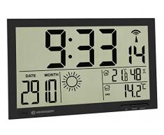 Bresser Wetterstation Funk mit Außensensor MyTime Jumbo LCD Wetter Wanduhr mit Außensensor und extra großen Ziffern für Tisch und Wandmontage, schwarz