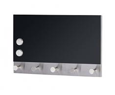 Wenko 50415100 Hakenleiste Black - 5 Haken, magnetisch, Gehärtetes Glas, 19 x 30 cm, schwarz