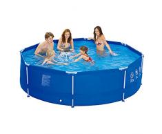 Jilong runder Family Pool Ø 300 x 76 cm Stahlrahmen Schwimmbad Garten Schwimmbad Familienpool