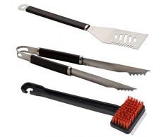 Char-Broil 3-teiliges Grill-Einsteigerset Grillbesteck, silber-schwarz, 41 x 12 x 3 cm