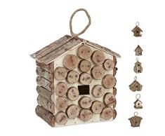 Relaxdays Deko Vogelhaus zum Aufhängen, unbehandeltes Holz, Balkon, Garten, Nistkasten HxBxT: 34 x 23,5 x 16 cm, Natur