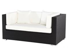OUTFLEXX 2-Sitzer Sofa aus hochwertigem Poly-Rattan in schwarz mit Kissenboxfunktion inkl. Kissen-Polster, 152 x 85 x 70 cm, Lounge Sofa Gartencouch in 2 Personen, wetterfest, vielseitig kombinierbar