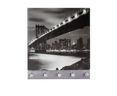 Wenko 50402100 Hakenleiste Manhattan Bridge - 5 Haken, magnetisch, Gehärtetes Glas, 34 x 30 cm, mehrfarbig