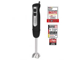 Clatronic SM 3739 Stabmixer mit ergonomisch geformtem Griff, kraftvoller 800 Watt-Motor, Abnehmbarer Edelstahlmixstab, Aufhängeöse, silber/schwarz