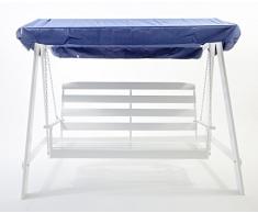 Ambientehome 90090 3-er Hollywoodschaukel / Holzschaukel Massivholz Vetlanda, Weiß / Blau