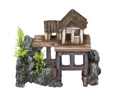 Nobby Aqua Ornaments HOLZHAUS mit Pflanzen 15,5 x 8 x 12 cm