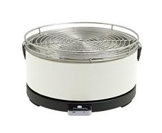 Feuerdesign Tischgrill Mayon - weiß, Holzkohlegrill mit Lüftermotor Grill und Grillzange