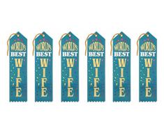 Beistle AR124 Geschenkband mit AufschriftWorlds Best Wife Award, 6 Stück, 5,1 x 20,3 cm