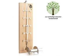 Axtschlag PREMIUM Flammlachsbrett Kirschholz extrastark, 10-fach verstellbare Patenthalterung aus Edelstahl für Feuerschale, Feuertonne, Feuerkorb, Smoker, Grill, Gastronomie