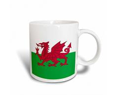 3dRose mug_158289_3 Flag of Wales Becher, keramik, rot