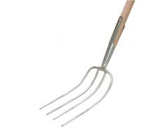 Xclou Garden Dunggabel mit 4 Zinken mehrfarbig, Mistgabel mit Schienenzwinge und Stiel aus hochwertigem Eschenholz, gute Handhabung und Kraftübertragung durch langen Stiel, Gesamtlänge der Gabel: ca. 135 cm