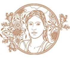 INDIGOS 4051095420712 Wandtattoo / Wandsticker - d105 hÃ¼bsches Ornament mit netter Frau, Vinyl, hellbraun, 80 x 58 x 1 cm