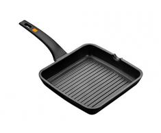 BRA Efficient Grillpfanne mit Streifen, Aluguss Bräter mit Antihaft-Beschichtung Teflon Platinum Plus, schwarz, 28 cm