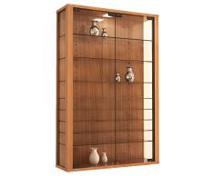 VCM Vitrine Wandvitrine Sammelvitrine Wand Regal Glas Hänge mit Beleuchtung kern-nussbaum 90 x 59 x 18 cm Vitrosa Mini