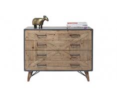 Kare Design Kommode X Factory, Holzkommode mit 5 Schüben aus Tannenholz, Sideboard, Anrichte in Betonoptik, Grau-Braun (H/B/T) 80x100x40cm