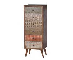 Sit Möbel Scandi 4311-01 Kommode, 6 bemalte Schubladen, aus Sheesham-Holz, natur, 45 x 120 x 35 cm
