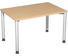Gera MÃ¶bel 4 FuÃ Flex Schreibtisch, Holzdekor, Buche/Silber, 120 x 80 x 72 cm