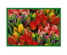 MD-Entree 7201609001 Sauberlaufmatte Tulpen, Abmessungen 66 x 90 cm, Stoff, mehrfarbig, 68 x 38 x 38 cm