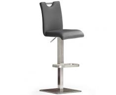 Robas Lund Barhocker Grau mit Lehne Barstuhl drehbar 180 Grad, Hocker höhenverstellbar, PU BAR.DO