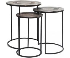 Kare Beistelltische Marrakesh 3er Set, 80270, runder, moderner Couchtisch, gold (H/B/T) 59x48x48cm