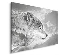 Feeby, Leinwandbild, Bilder, Wand Bild, Wandbilder, Kunstdruck 30x40cm, WOLF, SCHWARZ UND WEIÃ