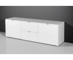 Germania 1387-84 Lowboard 1387 (Glasfront und -oberboden, Metallgriffe) weiÃ