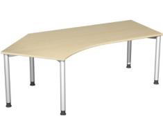 Gera MÃ¶bel 4 FuÃ Flex Schreibtisch, Holzdekor, Ahorn/Silber, 216.6 x 113 x 72 cm