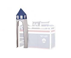 Hoppekids Aeroplane Turm für Halbhochbett, Spielbett, Hochbettinklusiviv Gestell, Textil, grau/blau 45 x 45 x 185 cm
