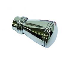 GARDINIA Endknöpfe für Gardinenstangen, 2 x Endstück Siro, Serie Chicago, Metall, Chrom, Durchmesser 20 mm