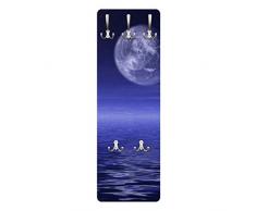 Apalis 79182 Wandgarderobe Moon and Ocean | Design Garderobe Garderobenpaneel Kleiderhaken Flurgarderobe Hakenleiste Holz Standgarderobe Hängegarderobe | 139x46cm