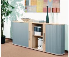 Gera Möbel Schranksystem Flex Querrollladenschrank, Holzdekor, Silber/WeiÃ, 100 x 40 x 83 cm