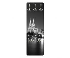 Apalis 79099 Wandgarderobe Köln bei Nacht II | Design Garderobe Garderobenpaneel Kleiderhaken Flurgarderobe Hakenleiste Holz Standgarderobe Hängegarderobe | 139x46cm