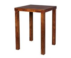 WOHNLING Bartisch Massivholz Sheesham 80 x 80 x 110 cm Bistro-Tisch modern Landhaus-Stil Holz-Steh-Tisch quadratisch dunkel-braun Natur-Produkt Massiv-Holz-Möbel Hausbar Esstisch Echt-Holz unbehandelt
