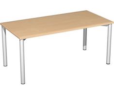 Gera MÃ¶bel 4 FuÃ Flex Schreibtisch, Holzdekor, Buche/Silber, 160 x 80 x 72 cm