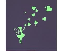 Wandtattoo Kleine Fee mit Herzen, phosphoreszierendÂ âÂ 25Â x 20Â cm